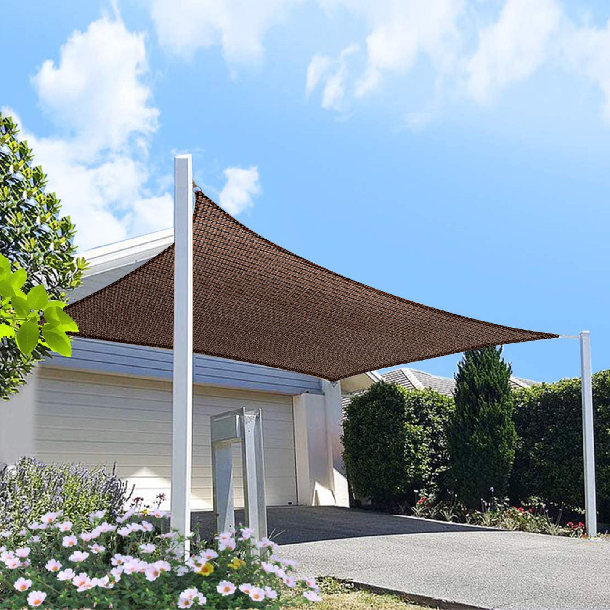 16' x 20' Brown Rectangle Sun Shade Sail Canopy, 95% UV Blockage Awning Shelter