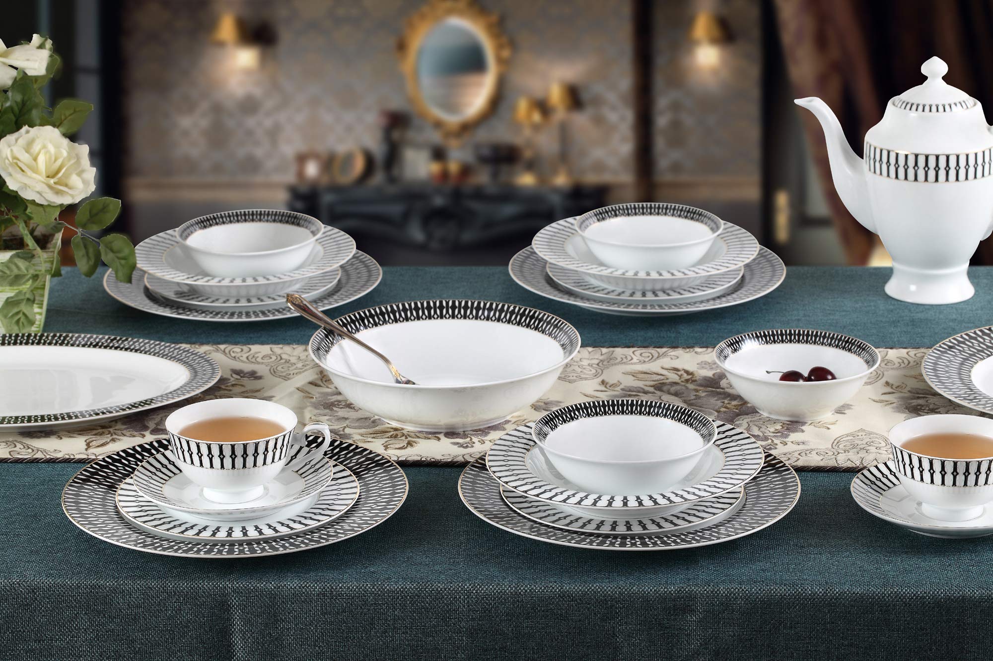 Fiesta-57 Dinnerware Set for Entertaining, One Size, Black