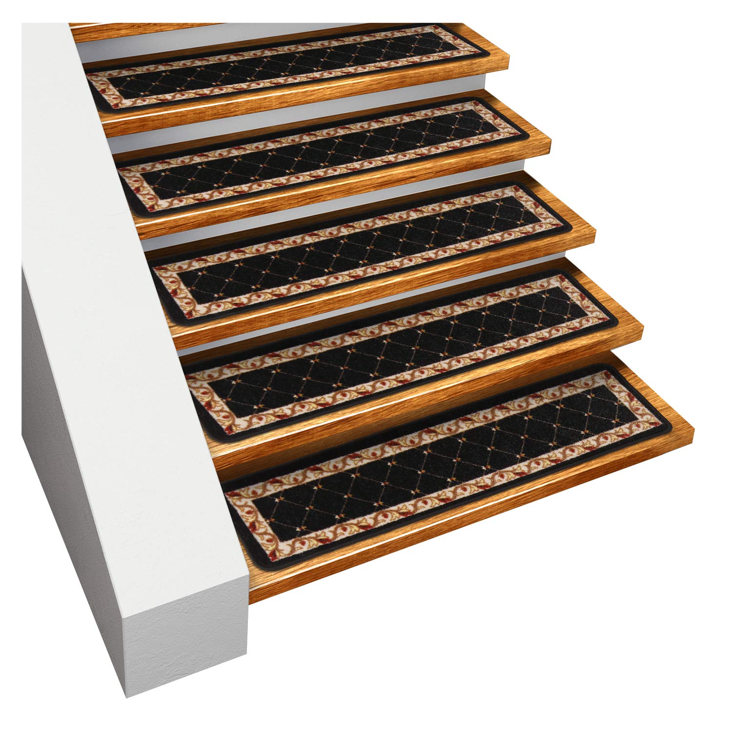 Set of 15 Skid-Resistant Carpet Stair Treads – Traditional Lattice