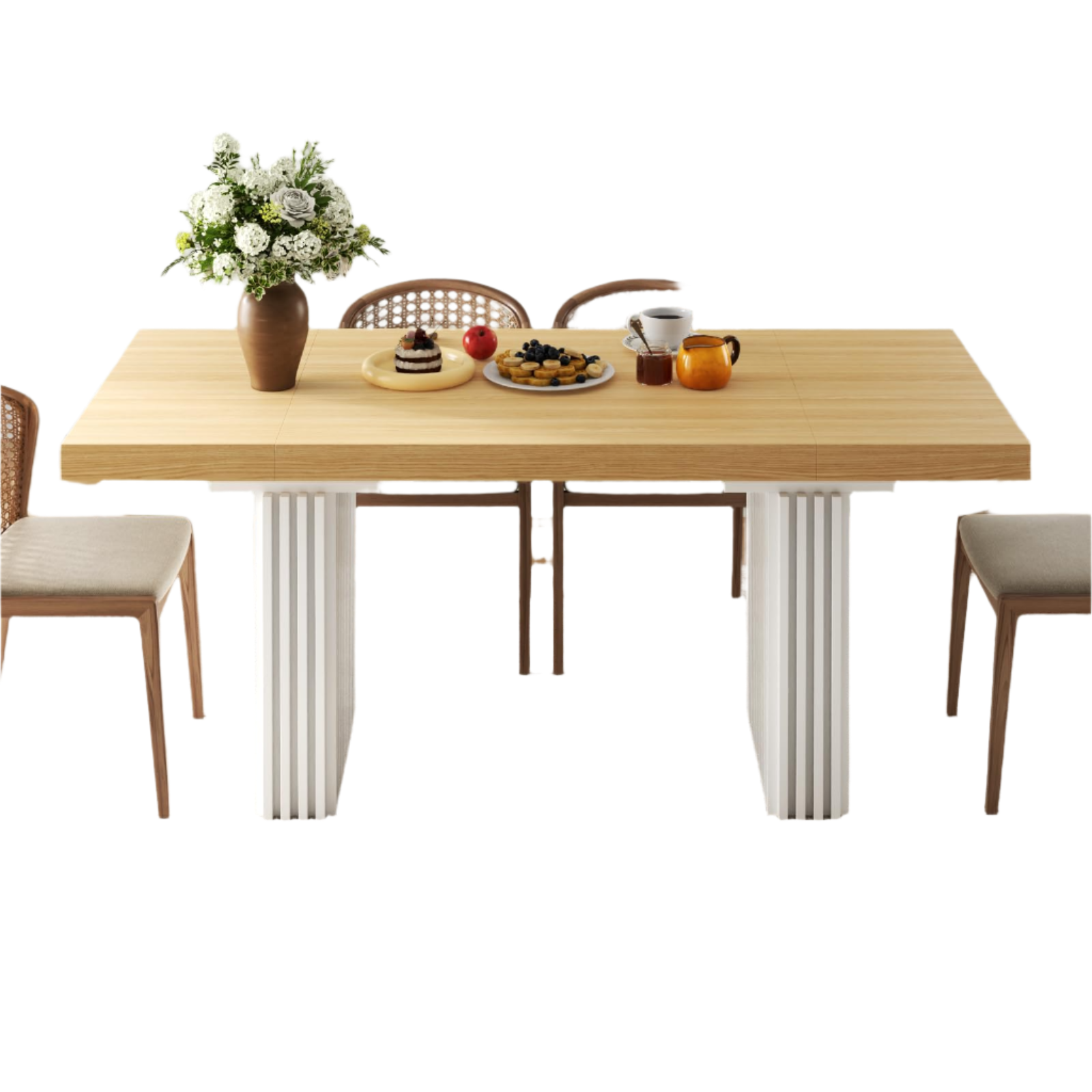 71 Inch Dining Table for 6-8,Modern Rectangle Kitchen Table with Ripple Legs