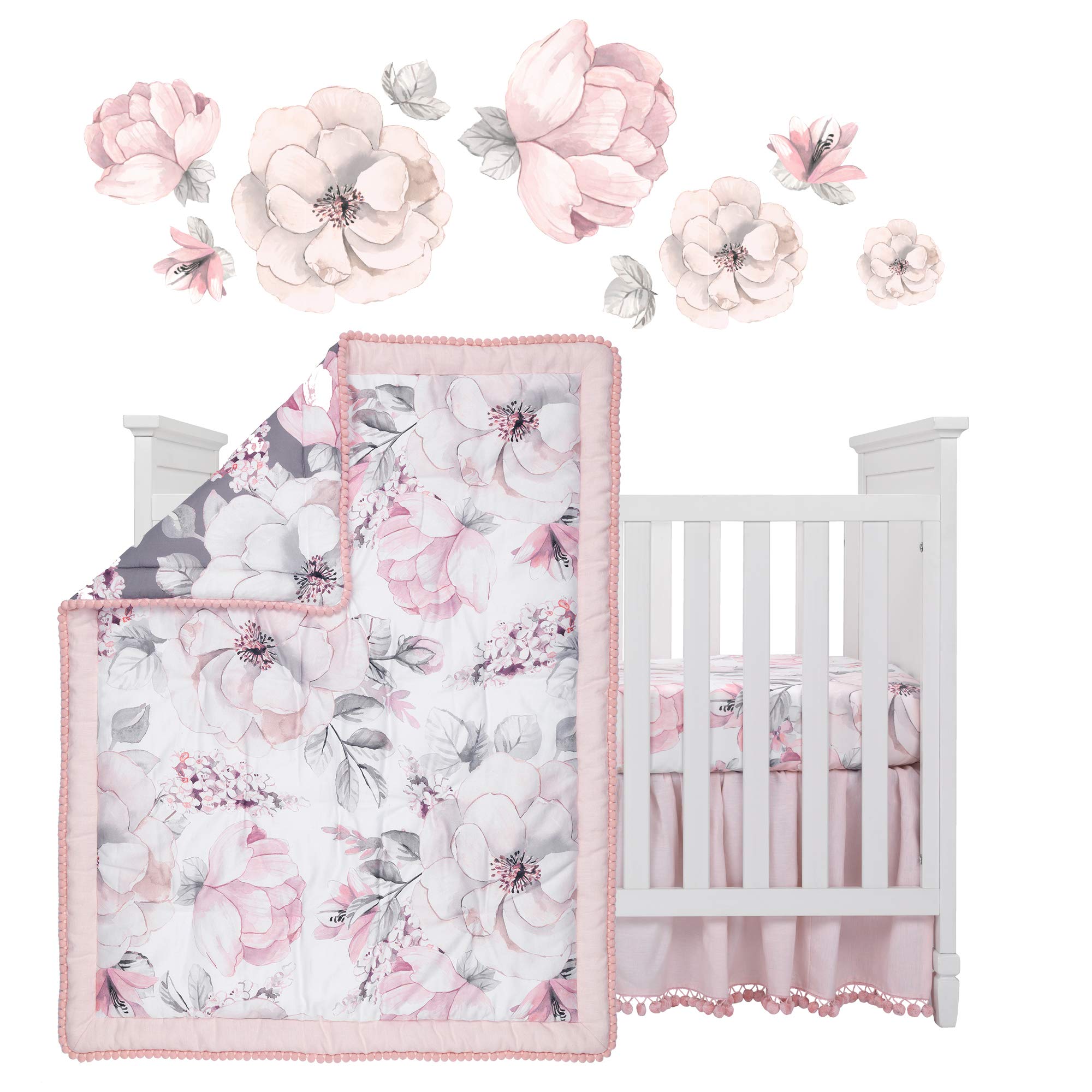 Signature Botanical Baby Watercolor Floral 4-Piece Baby Bedding