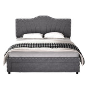 Queen Size Platform Bed Frame with Storage, Fully Upholstered Headboard and Footboard