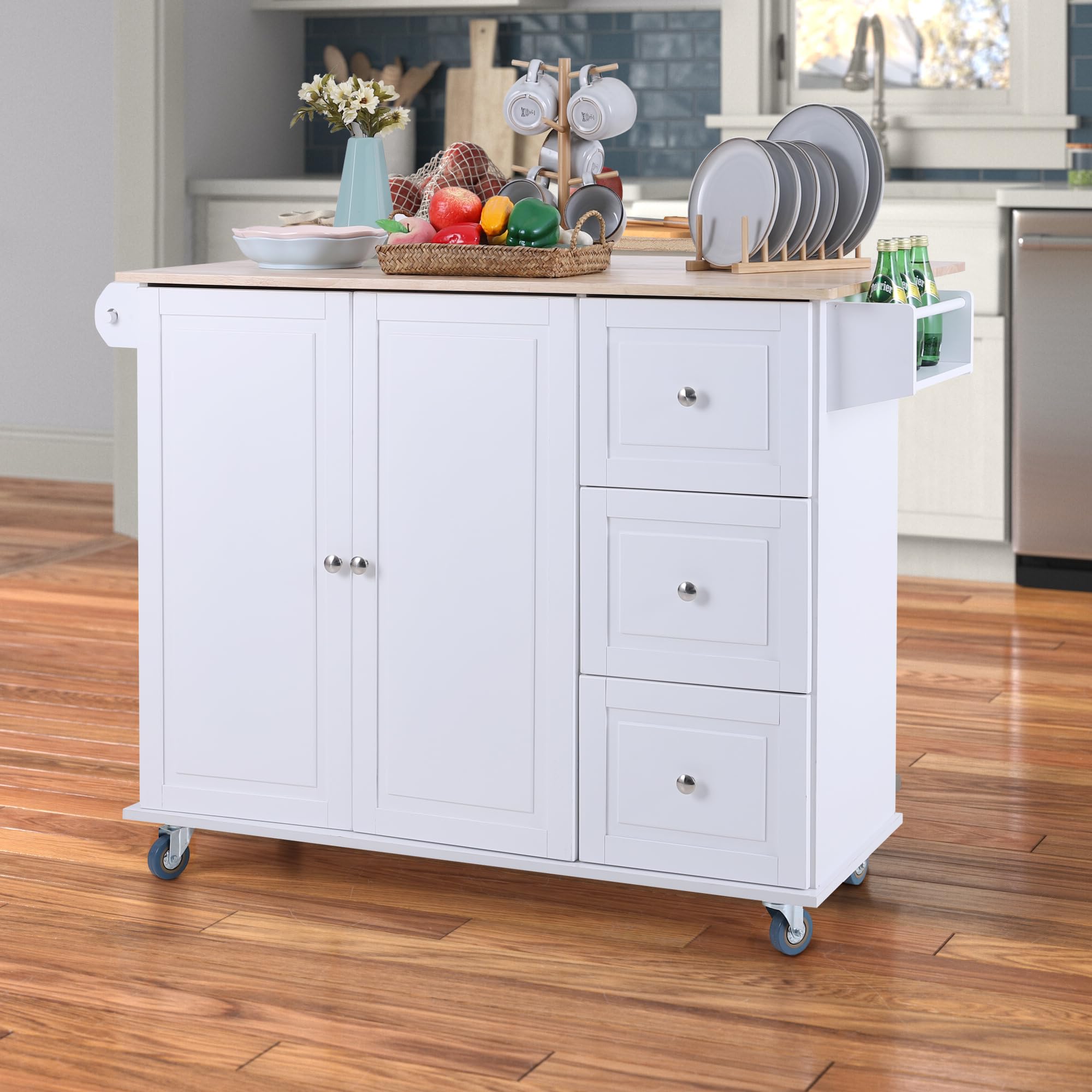 Kitchen Island on Wheels, Portable Rolling Kitchen Cart Storage Cabinet