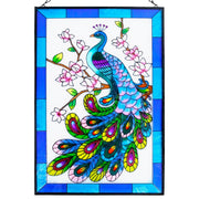Peacock Stained Glass Hanging Garden Handmade Painted Peacock Wall