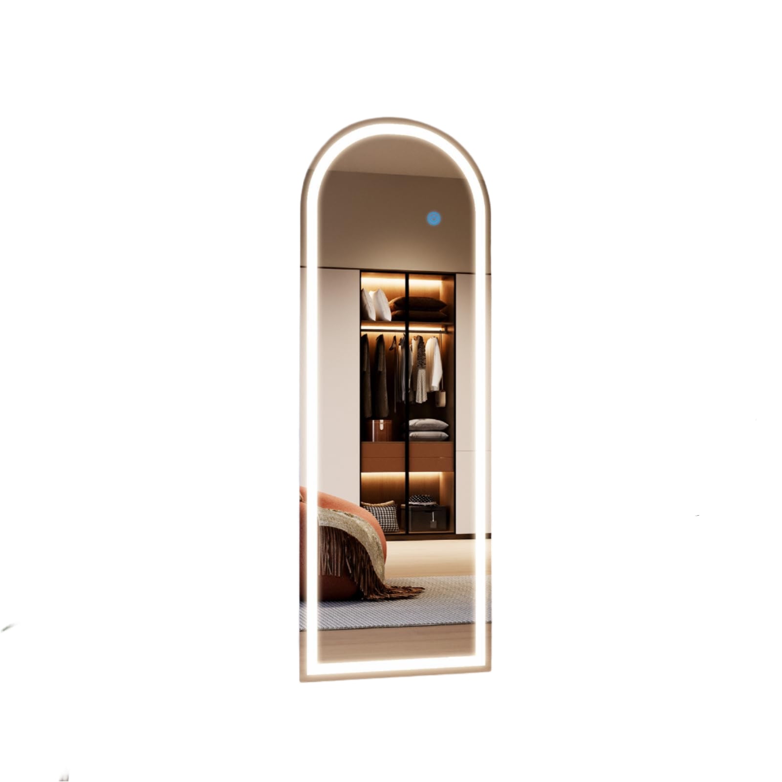 56"x20" Floor Mirror with Dimmable Lights - 3 Color Modes, Full Body Mirror,
