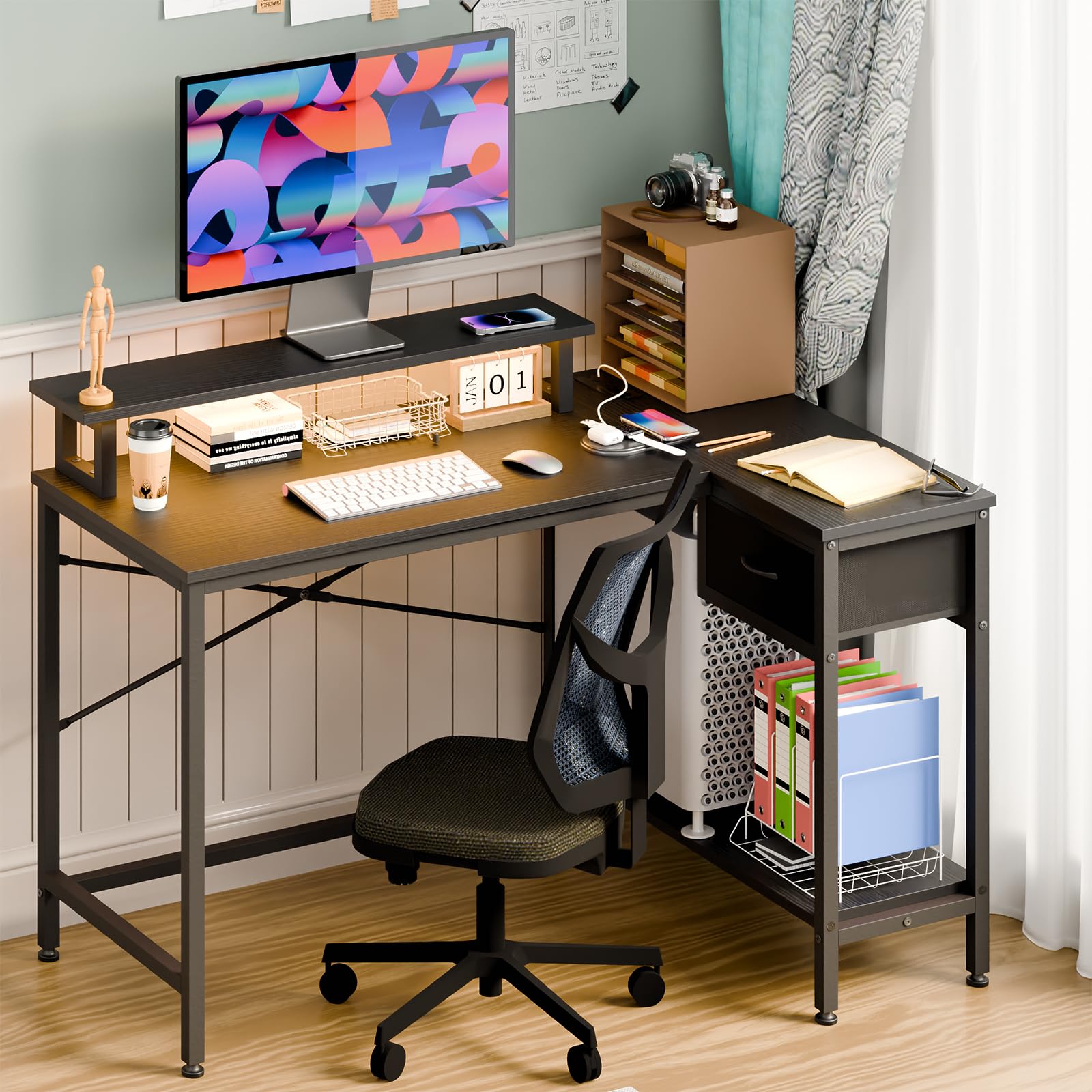 Gaming Desk for Bedroom L Shaped Small Corner Computer Desk