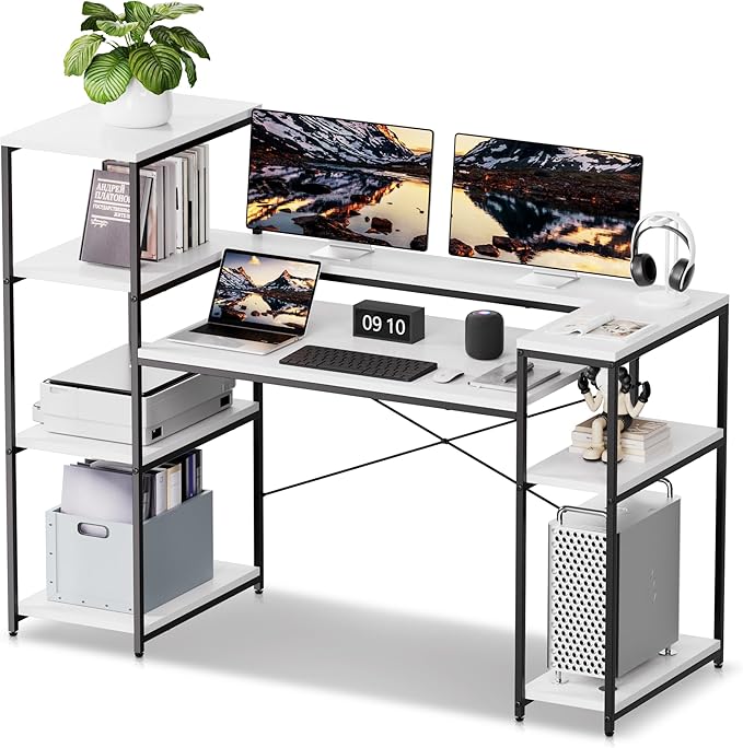 Computer Desk with Storage Shelves, 63 Inch Office Desk,Small Desks