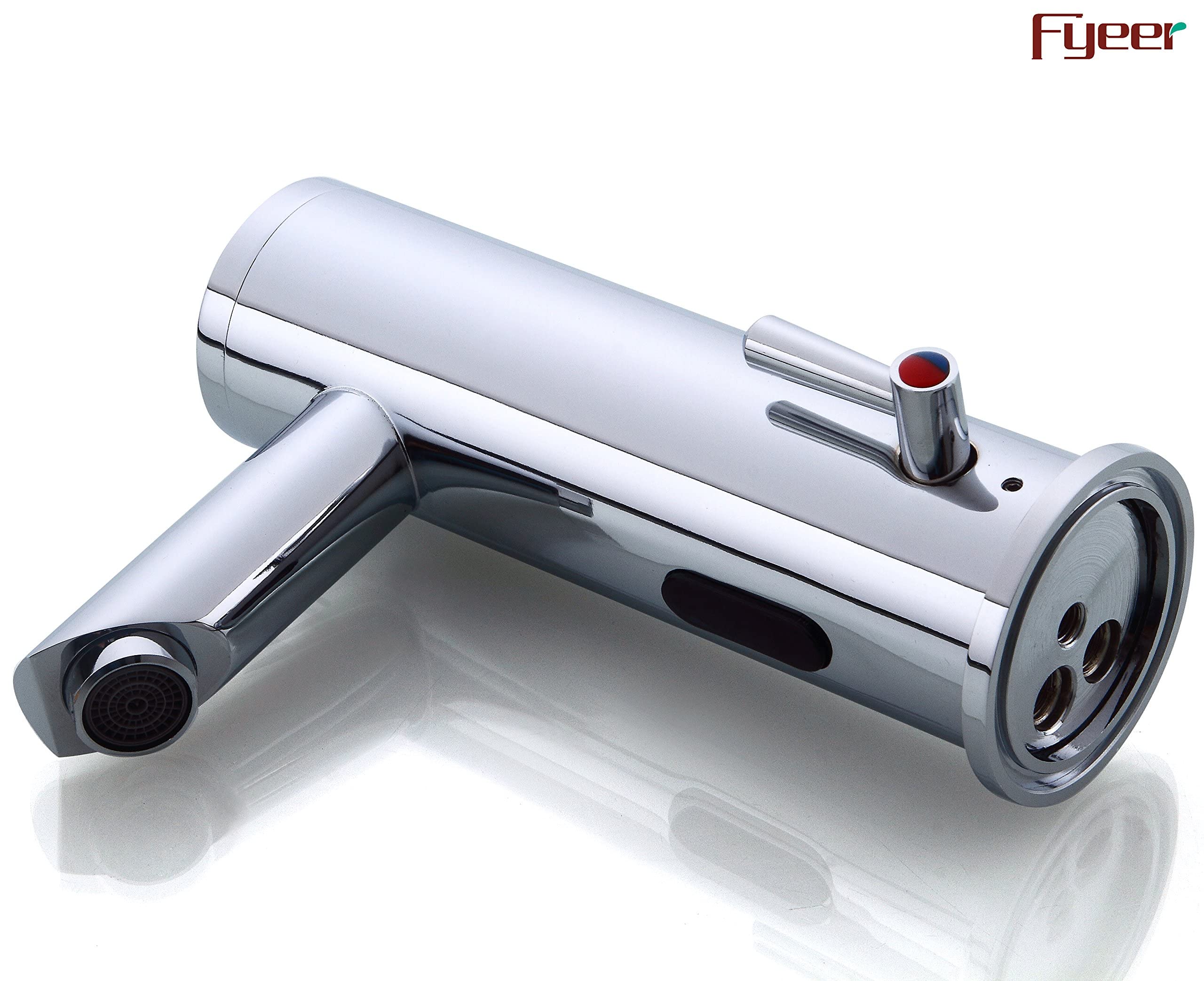 Automatic Touchless Bathroom Sink Faucet Sensor Motion Activated Commercial Hands Free Single Tap Temperature Control Adjustable Handle Auto Basin Brass Faucets for Home Vanity Chrome Polished Finish