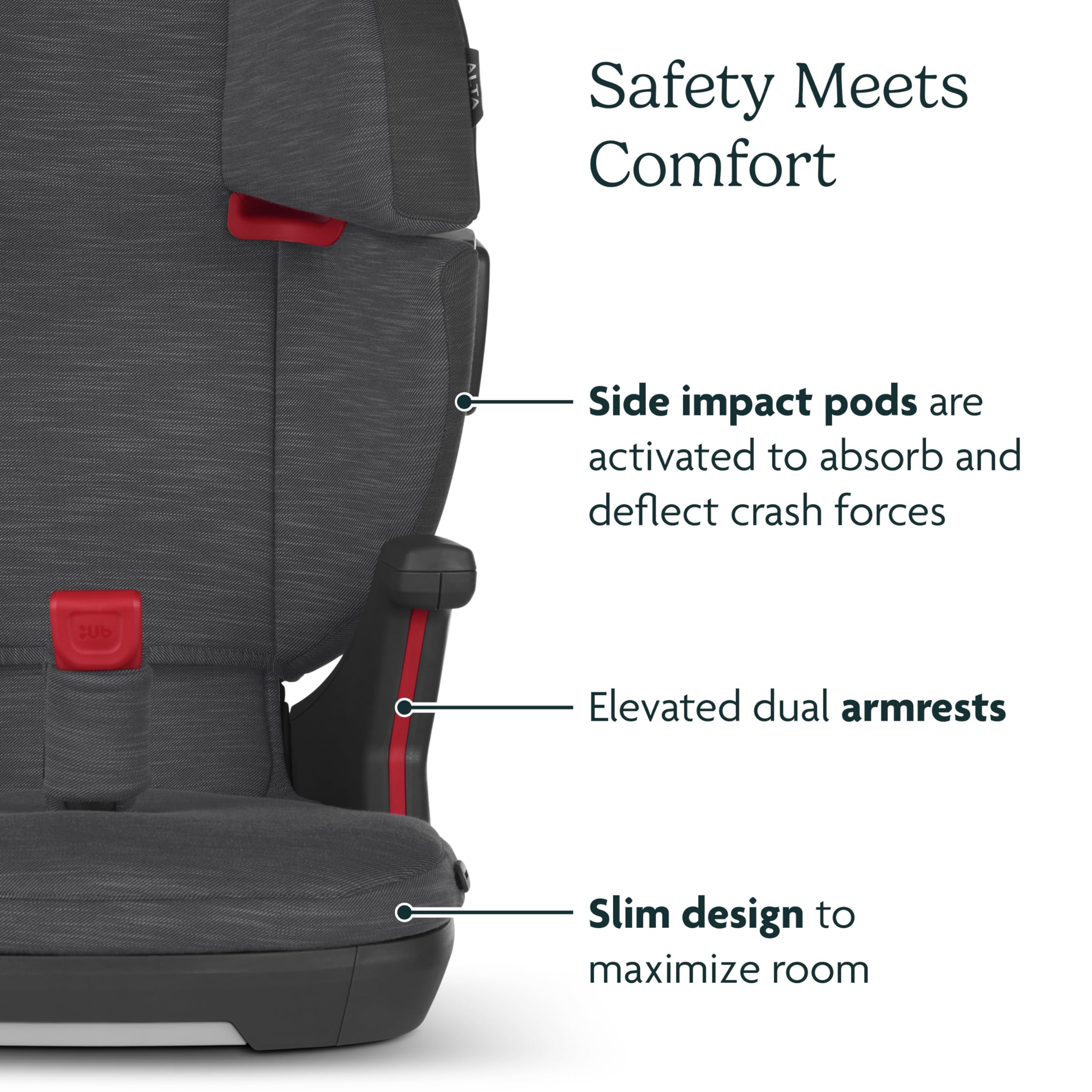 UPPAbaby Alta V2 High Back Booster Seat/Seven-Position, Active Support Headrest for Growing Children/SecureFit Integrated Belt Guide + Positioner/Cup Holder Included/Greyson (Grey Mélange)