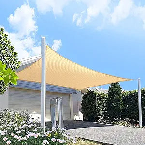 16' x 20' Brown Rectangle Sun Shade Sail Canopy, 95% UV Blockage Awning Shelter