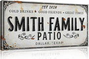 Patio Sign - Personalized Patio Wall Canvas Art Decor for Backyard
