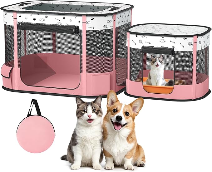 Portable Cat Playpen, Foldable Pet Dog Playpen, for Kitten Puppy Play Pen Indoor/Outdoor