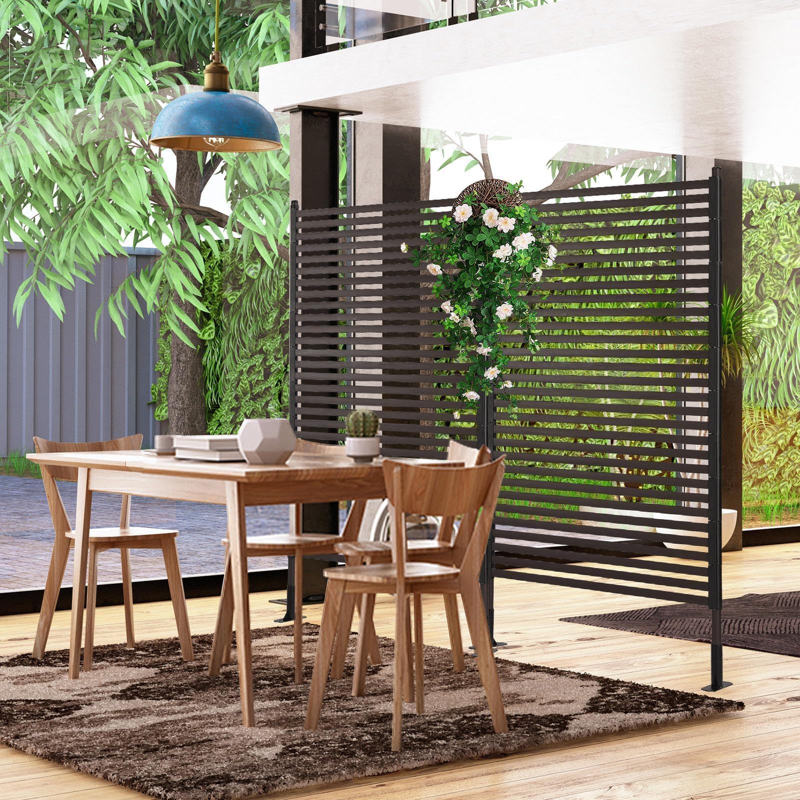 Metal Outdoor Privacy Screen with Stand