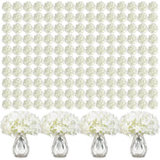 404PCS Hydrangea Artificial Flowers, Silk Artificial Flowers Heads with Stems, Ivory