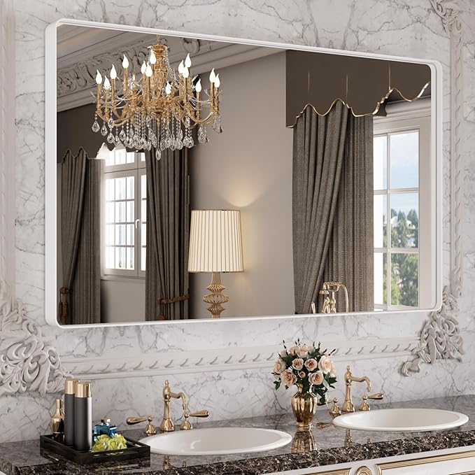 36x36 Inch LED Bathroom Mirror with Black Frame, Bathroom Vanity Mirrors