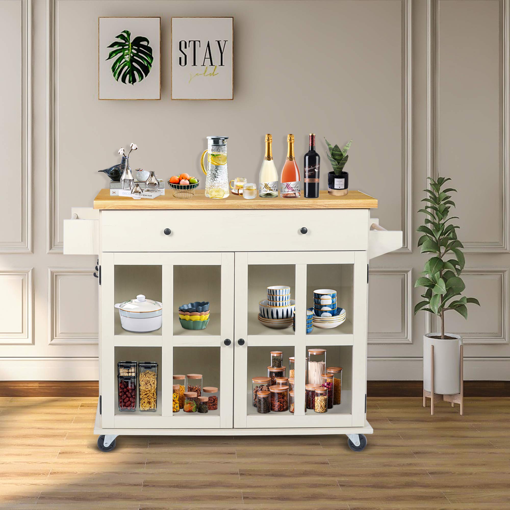 Kitchen Storage Island on Wheels Rolling