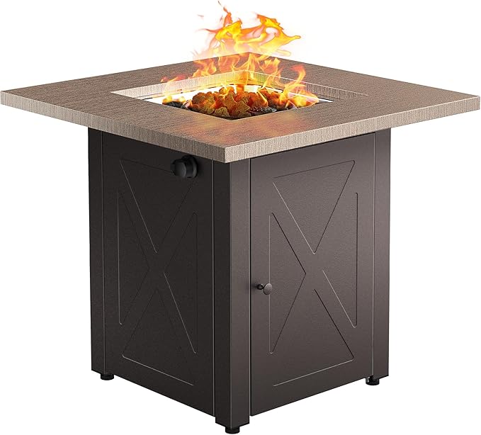 Zeta 1 Propane Fire Pit Table, 50,000BTU Outdoor Gas Fire Pit, 2 in 1 Firepit Table