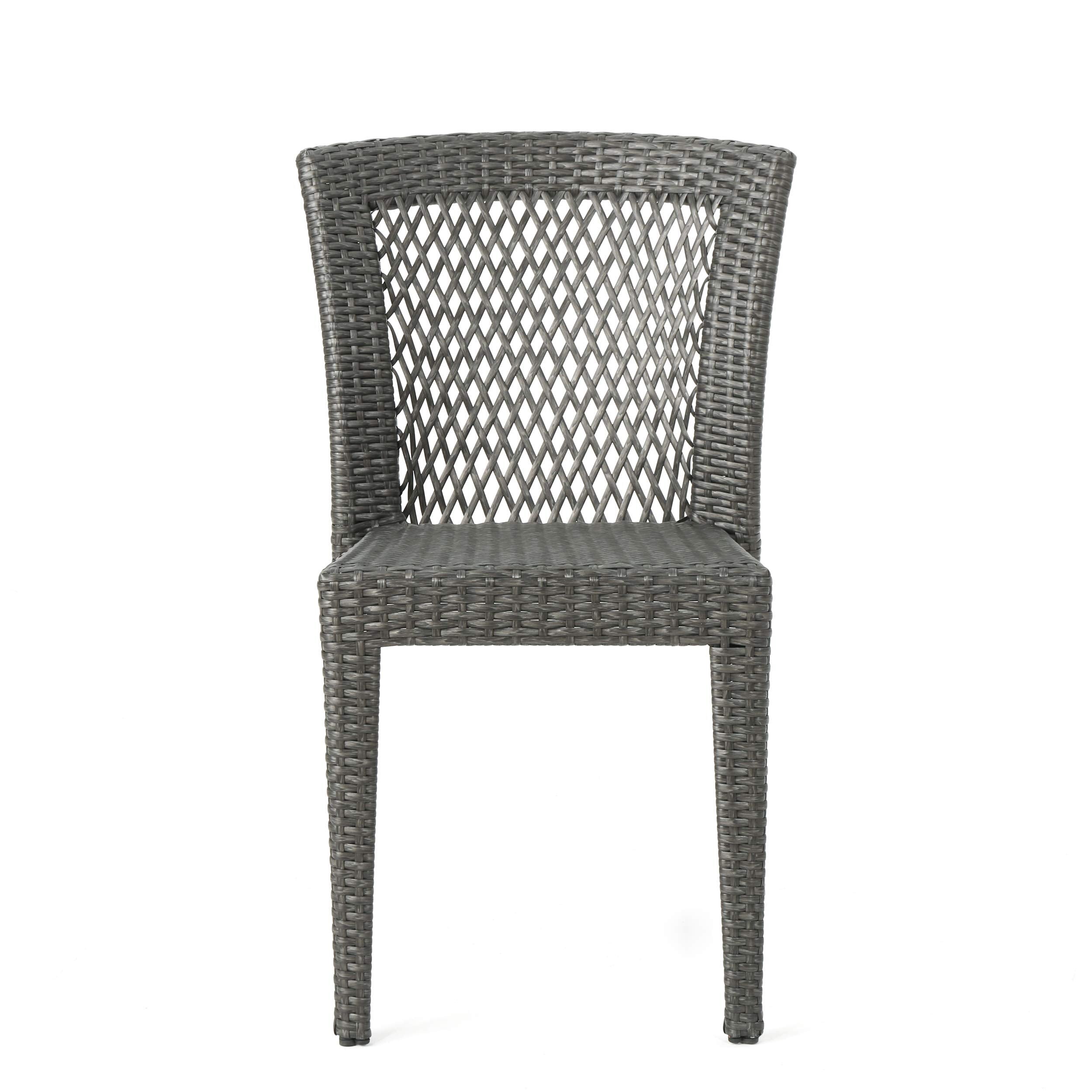 Knight Home Bonnie Outdoor Wicker Dining Chairs (Set of 2), Grey