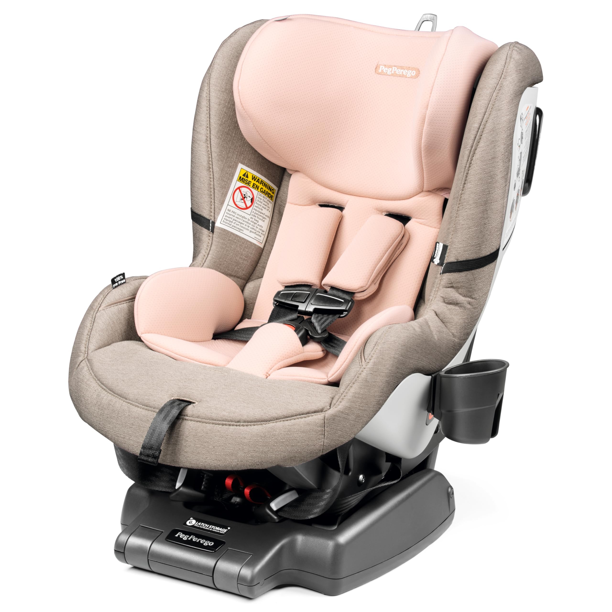 Peg Perego Primo Viaggio Convertible Kinetic - Reversible Car Seat - Rear Facing for Children 5 to 45 lbs and Forward Facing for Children 26.5 to 65 lbs - Made in Italy - Mon Amour (Pink & Beige)