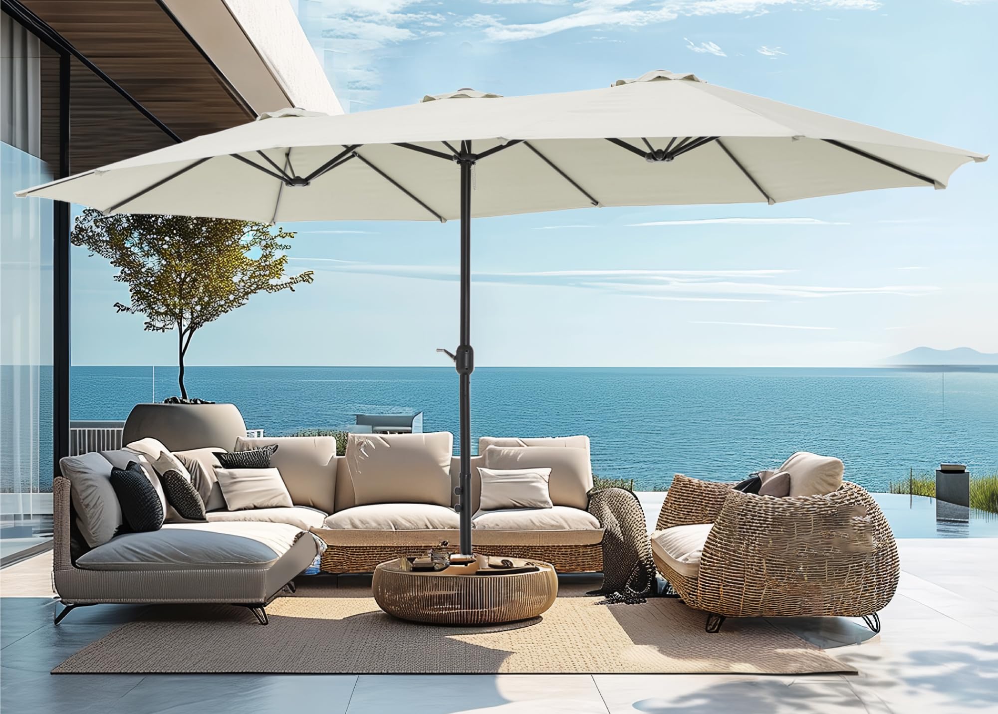15ft Large Patio Umbrellas with Base Included