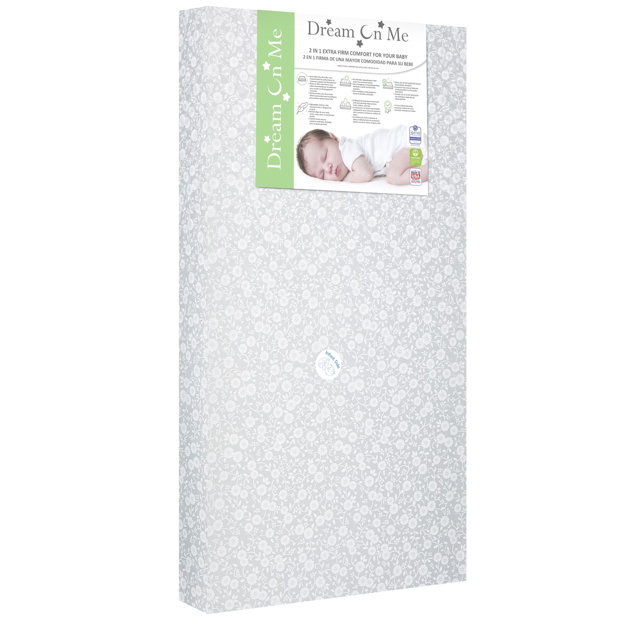 Dreamland Orthopedic Firm Fiber Crib and Toddler Bed Mattress, Greenguard Gold