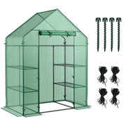 Walk-in Greenhouse, Potable Greenhouse with Roll-up & Zippered Door, PE Cover, 4 Tier
