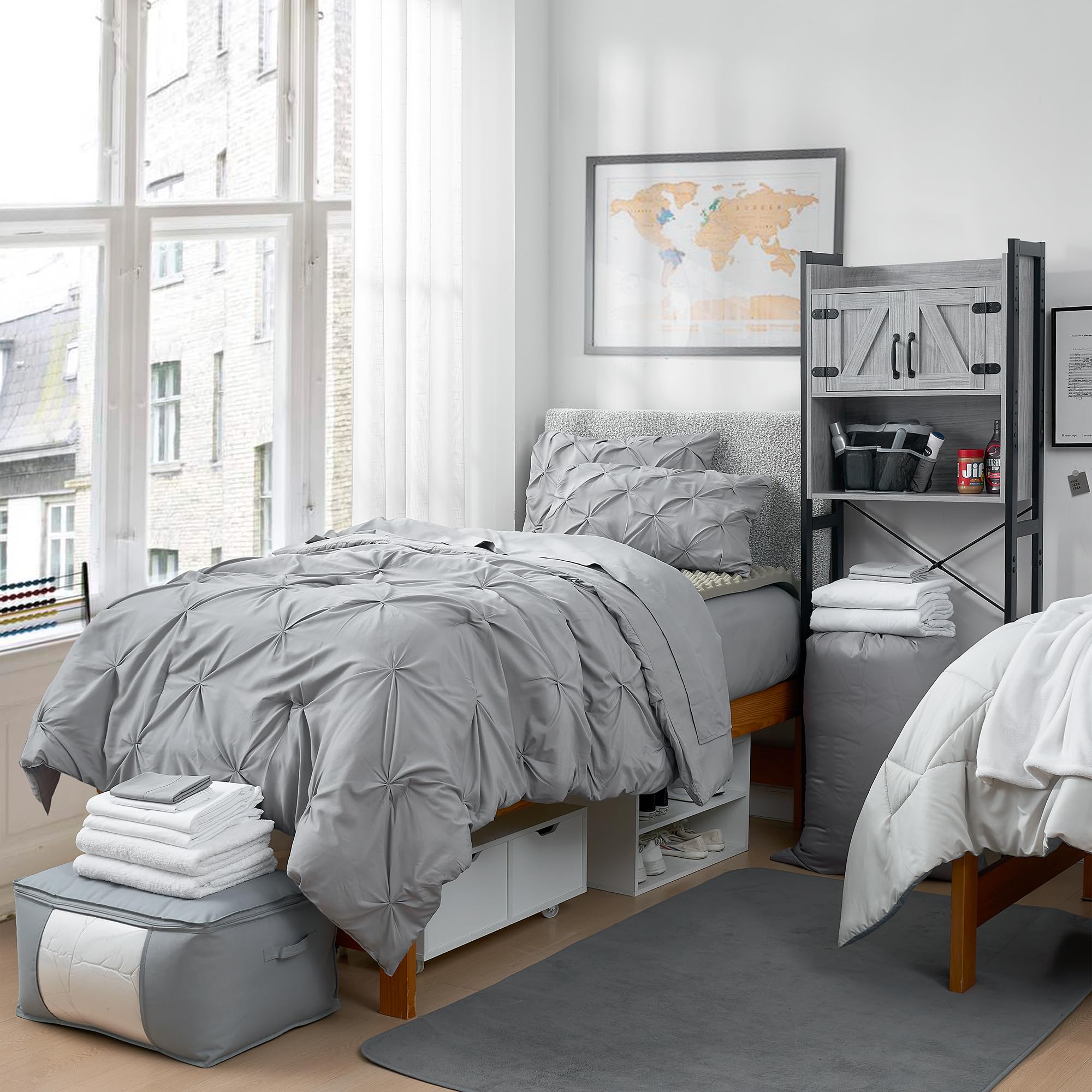 Dorm Bedding Pack - Twin XL Bed in a Bag - Pin Tuck Alloy Color Set