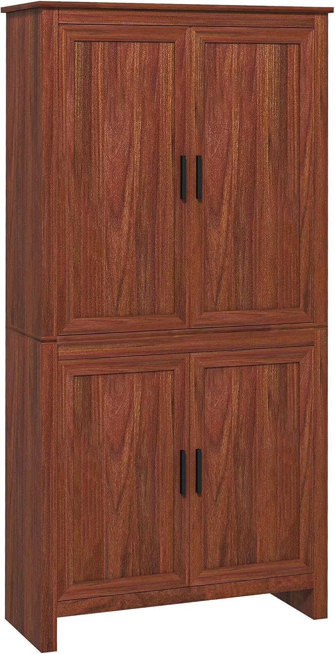 64" Kitchen Pantry Cabinet, Freestanding Storage Cabinet with 4 Doors