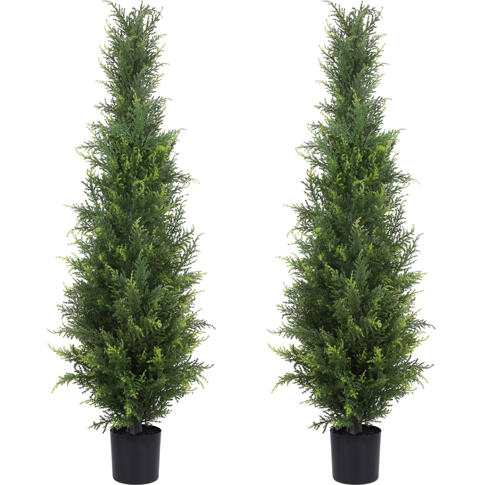 Artificial Cedar Topiary Trees 4FT Potted Fake Cypress Trees Faux Evergreen Plants