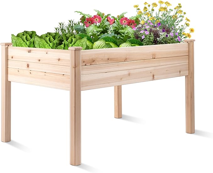 Wooden Raised Garden Bed | 48" x 24" x 30" Elevated Planter Box with Included Bed