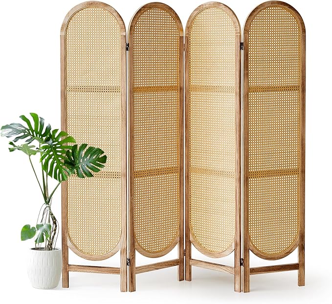 6 Panel Room Divider, 5.6 Ft Foldable Wood Room Divider Screen