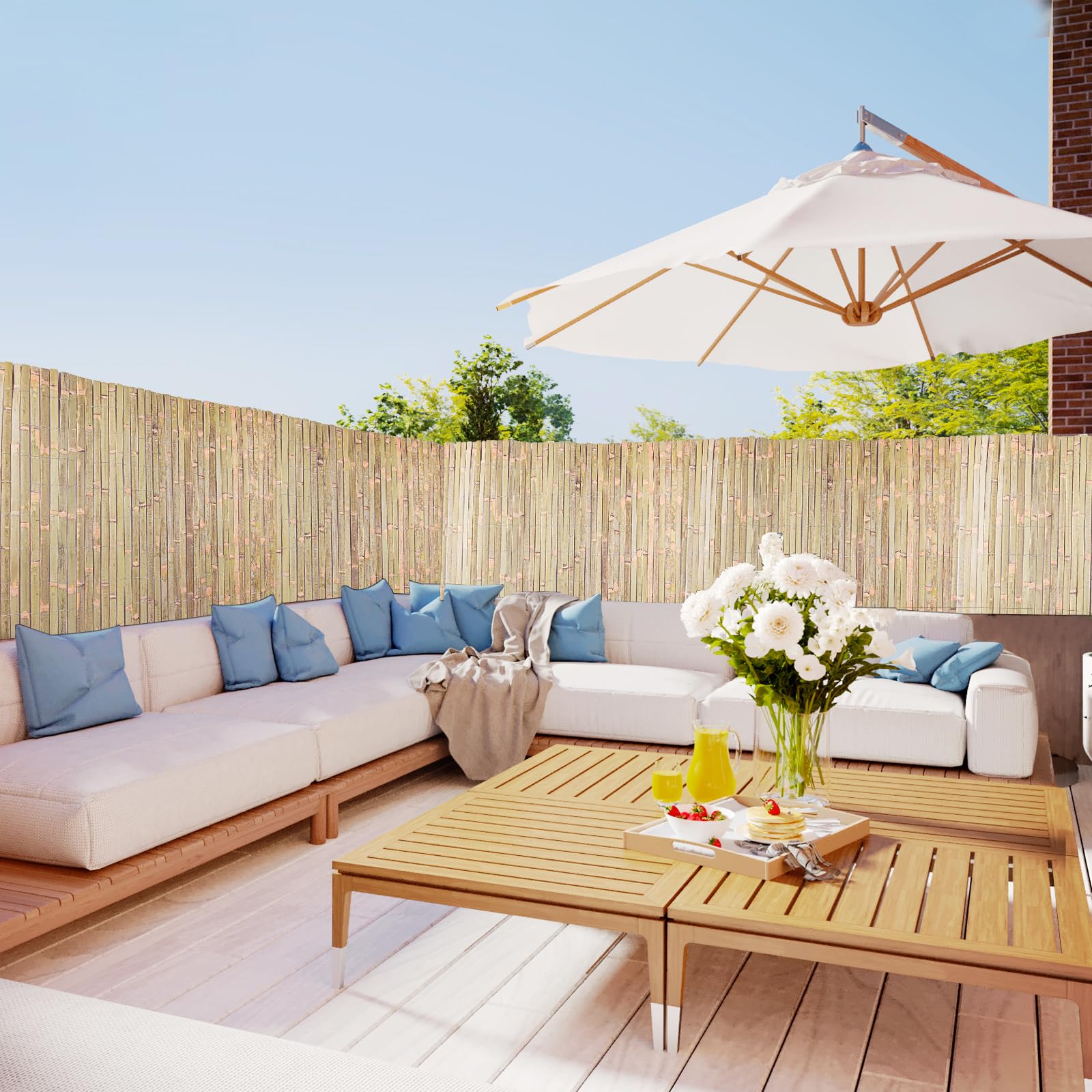 Bamboo Slat Fence 6ft x 13ft, Natural Split Bamboo Fencing