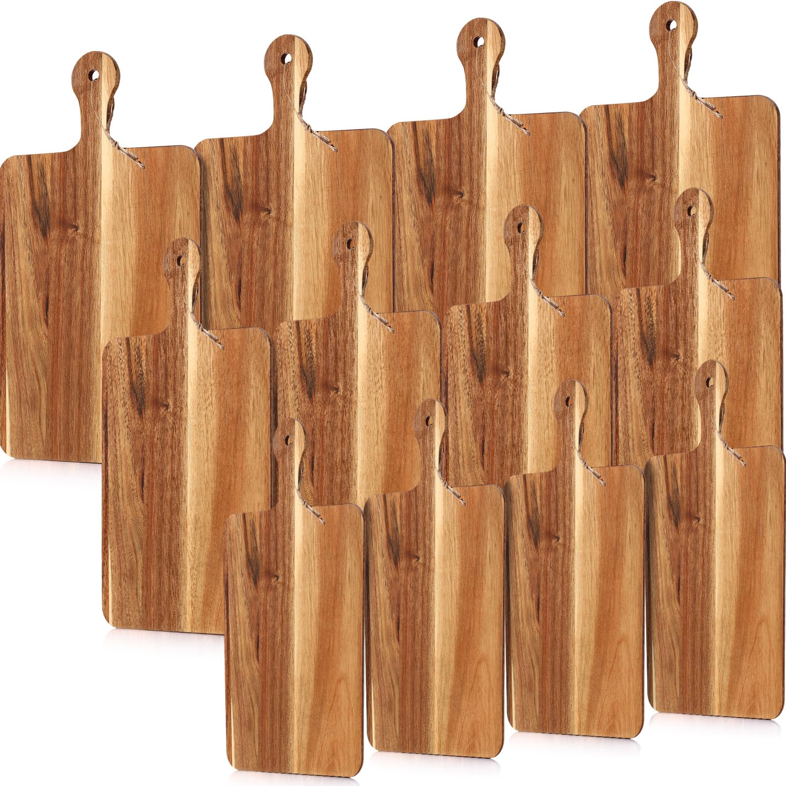12 Pcs Bulk Wood Acacia Cutting Board Charcuterie Board with Handle Laser Engraving