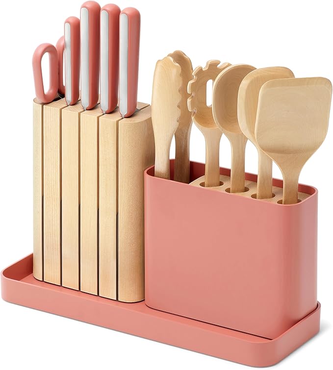 Kitchen Knife Set & Wooden Utensil Set - Made With Premium German Steel