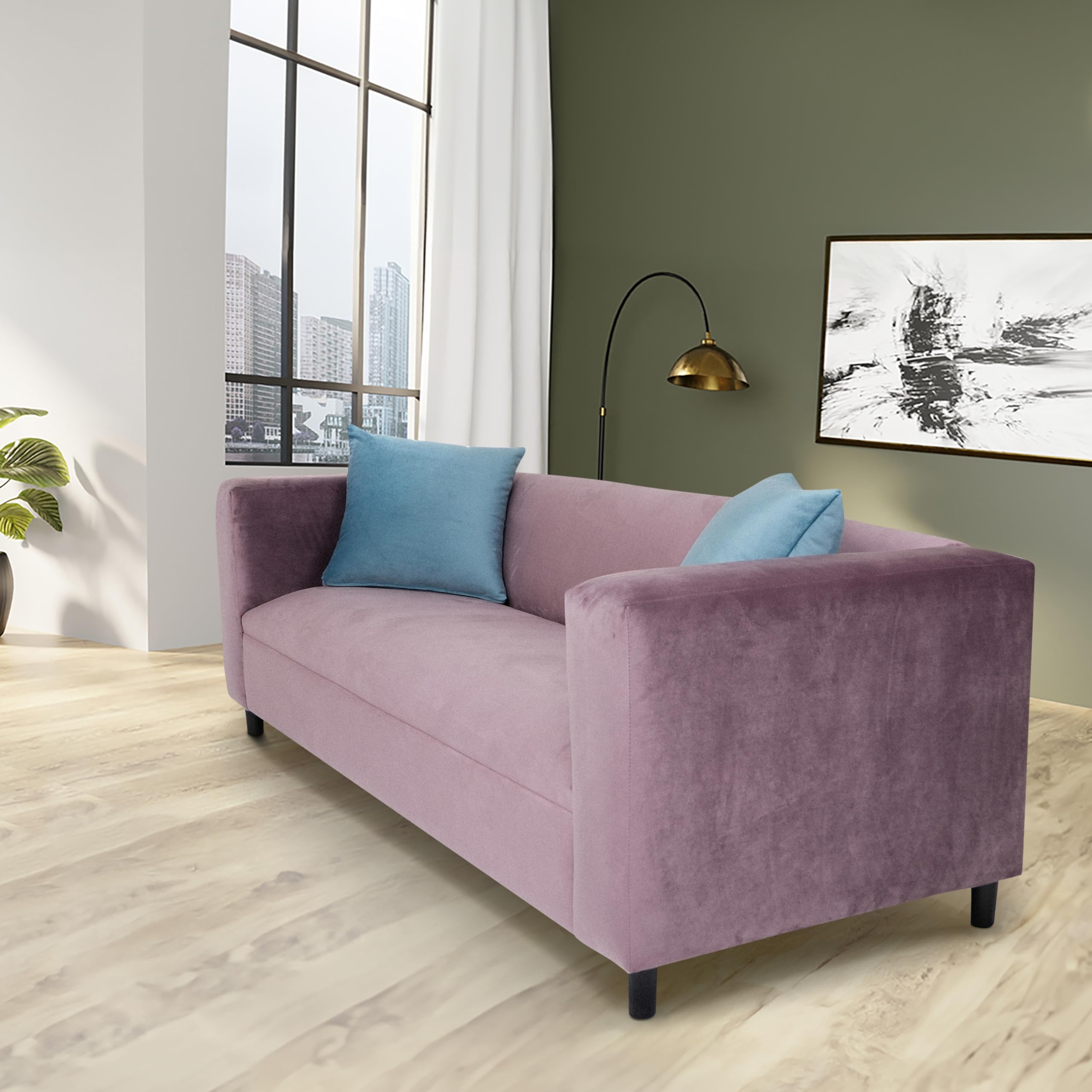 Broadway Velvet Sofa for Living Room, Modern 3-Seater Sofas Couches for Bedroom