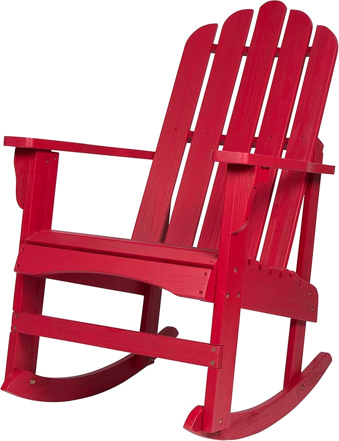 Marina Adirondack Porch Rocker, Indoor Outdoor Wood Rocking Chair