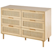 6 Drawer Rattan Dresser, Boho Dresser, Rattan Chest of Drawers with Spacious Storage
