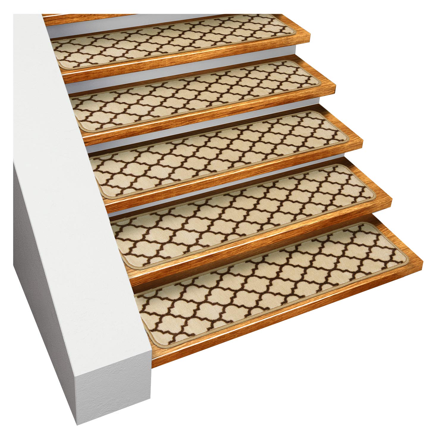 Set of 15 Skid-Resistant Carpet Stair Treads – Moroccan Trellis Lattice