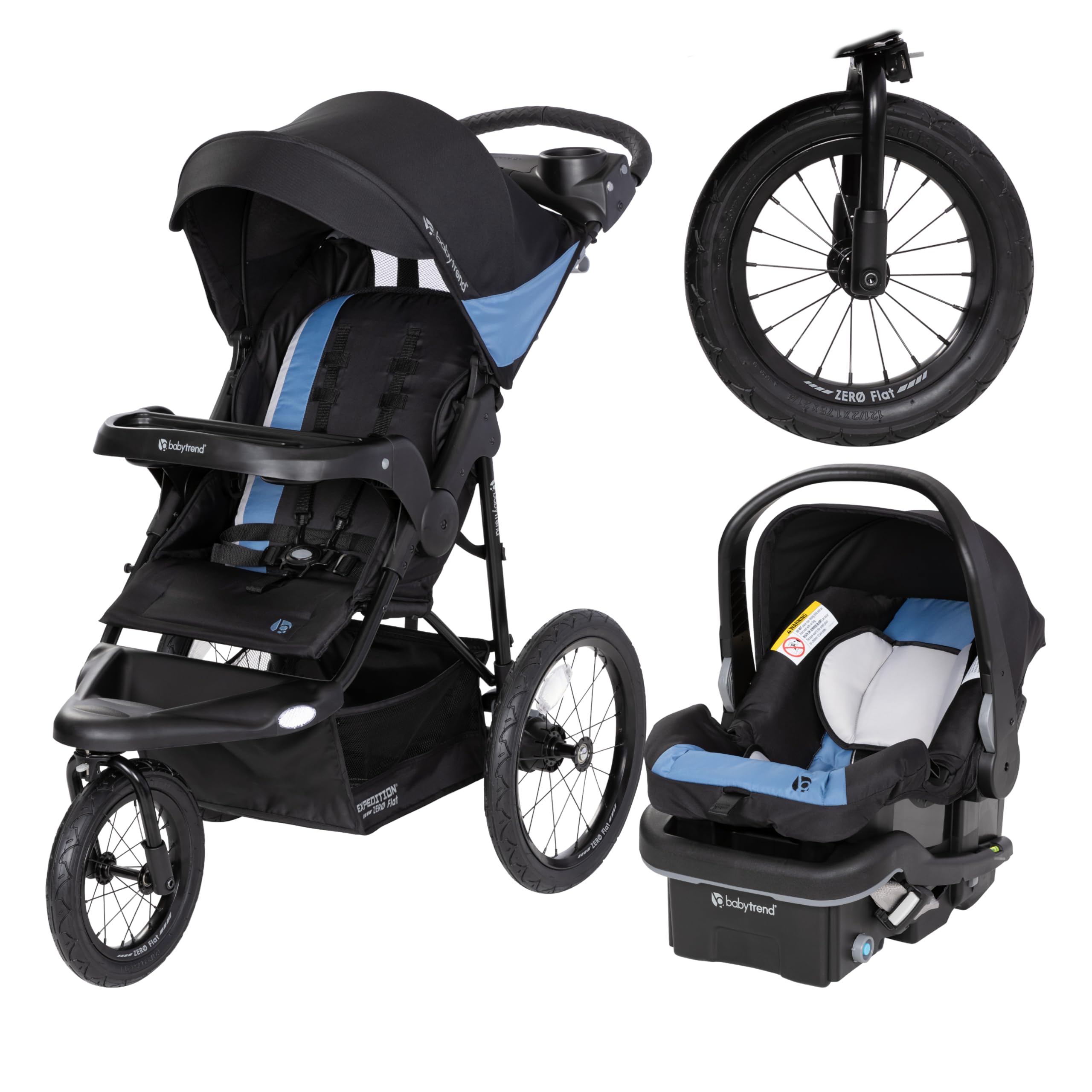 Expedition® Zero Flat Jogger Travel System with LED Lights, Dash Blue