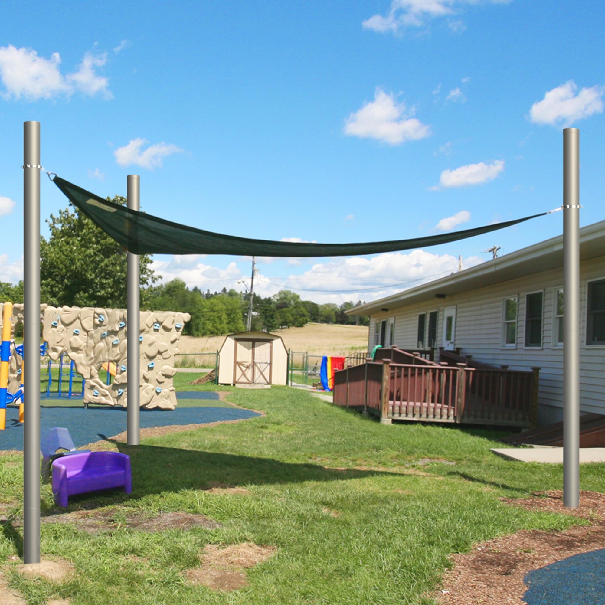 Shade Sail Poles, Heavy Duty Sun Shade Poles, Screw in Poles for Sun Shades Outdoor, 12 Ft