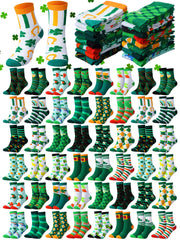 48 Pairs Easter Socks Bulk Funny Novelty St. Patrick's Day Crew Socks for Women Men