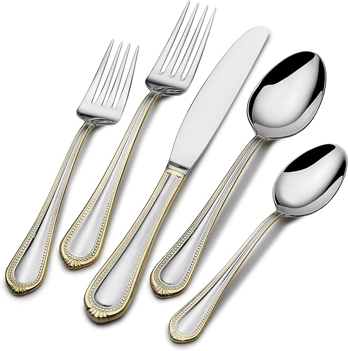 Kyler Flatware Service for 12, 65 Piece Set, 18/10 Stainless Steel, Silverware Set