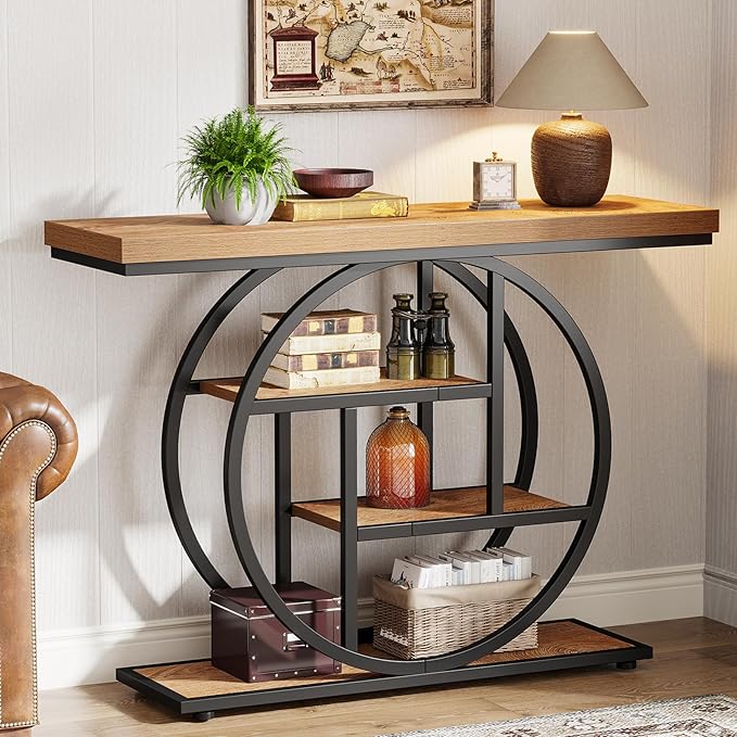 41.3" Console Table, Industrial 4-Tier Sofa Table Entryway Table
