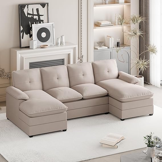 110" Sectional Couches for Living Room, U-Shaped Couch 4 Seat Sofas