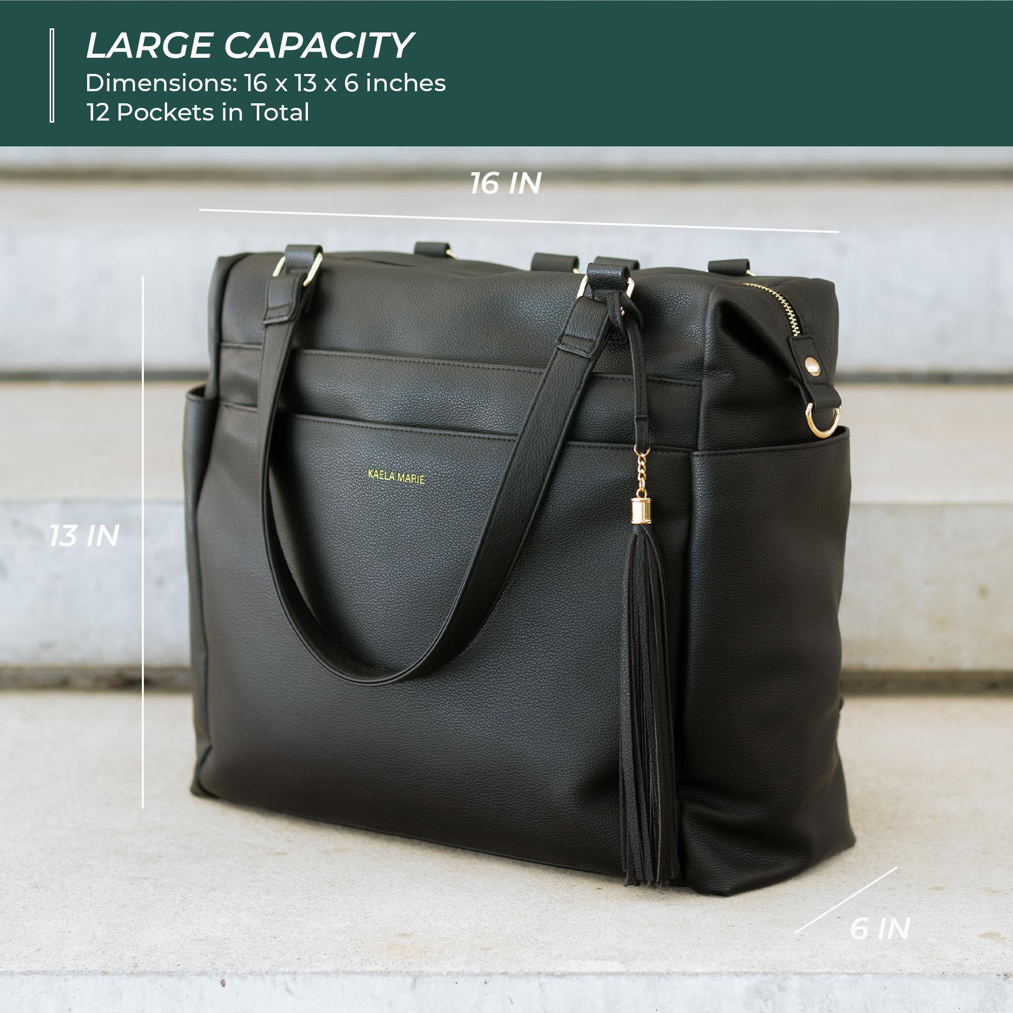 Bag Backpack, Vegan Leather Diaper Travel Tote Bag with Changing Pad