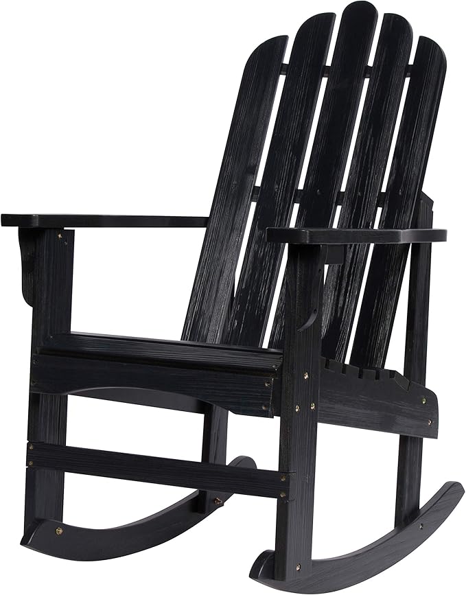 Marina Adirondack Porch Rocker, Indoor Outdoor Wood Rocking Chair