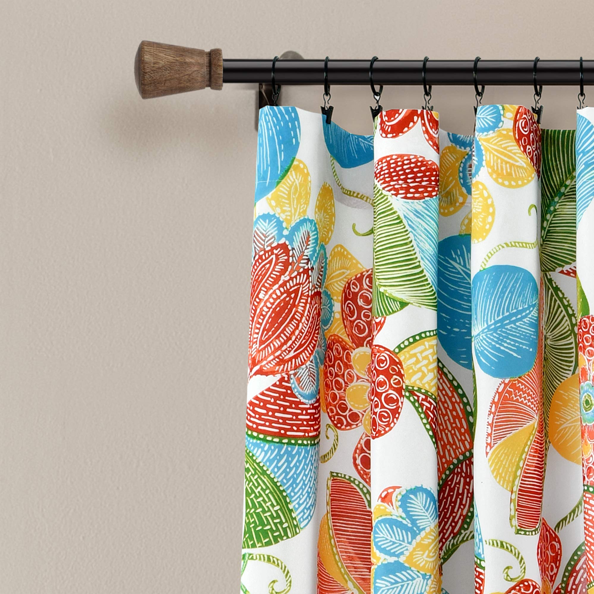 Layla Window Curtain Panel Pair, 84" L x 52" W, Orange & Blue