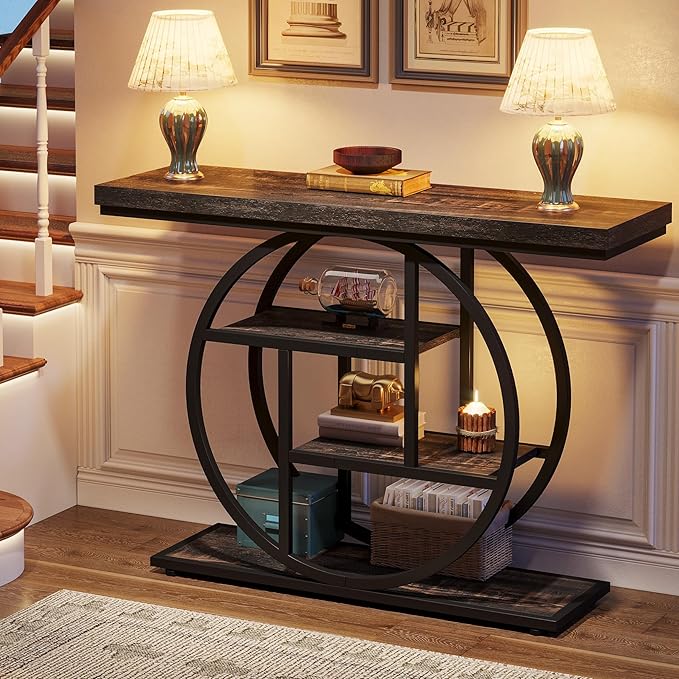 41.3" Console Table, Industrial 4-Tier Sofa Table Entryway Table