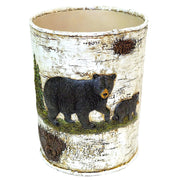 Black Bear on Birch Waste Basket Cabin Lodge Home Décor