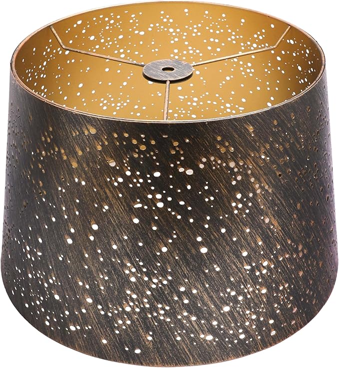Lampshade, ALUCSET Drum Metal Lamp Shade for Table Lamp,10" Top x 12" Bottom x